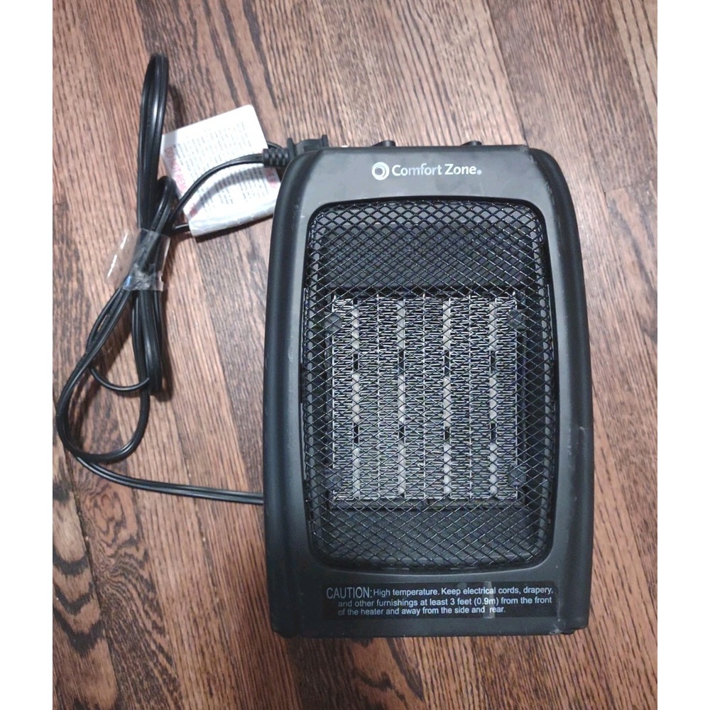 Comfort Zone CZ442E Portable Ceramic Space Heater Black 1500W Thermostat Fan